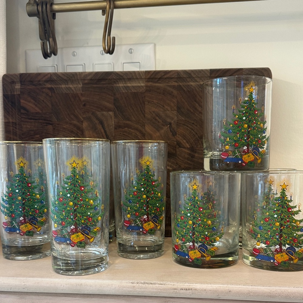 Vintage Christmas Tree Tumblers (6Tall + 5 Short)